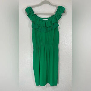 Amanda Uprichard Green 100% Silk Ruffle Mini Dress Women’s Small